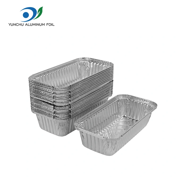Rectangular barbecue makapal na pilak na mga lalagyan ng foil na aluminyo