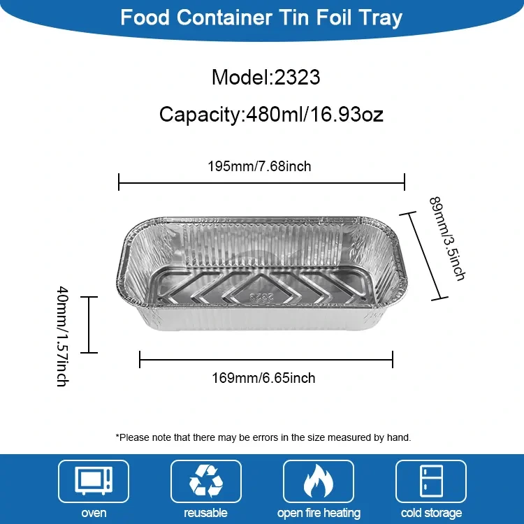 Rectangular Bread Baking Silver Aluminum Foil Container