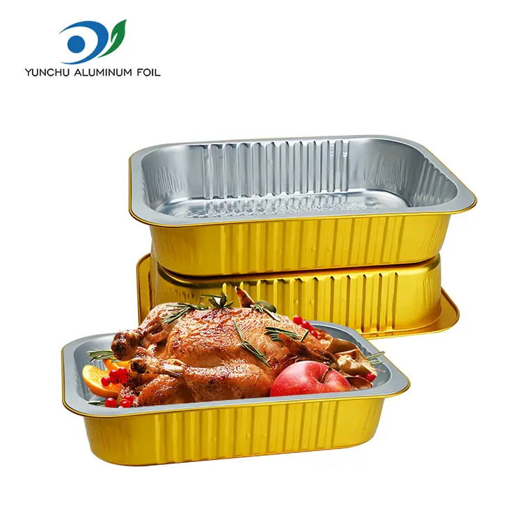 Rectangular Gold Aluminum Foil Container