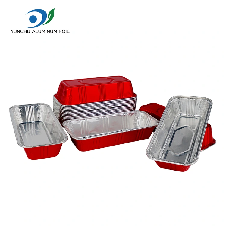 Rectangular Red Bakery Catering Silver Aluminum Foil Container