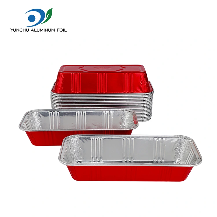 Rectangular Red Bakery Catering Silver Aluminum Foil Container