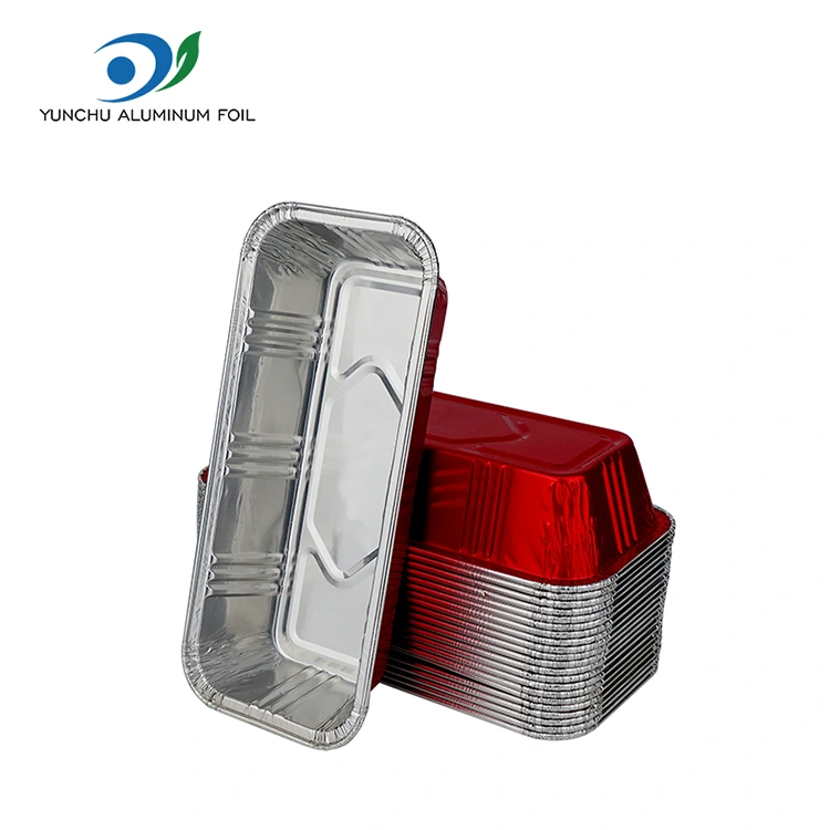 Rectangular Red Bakery Catering Silver Aluminum Foil Container