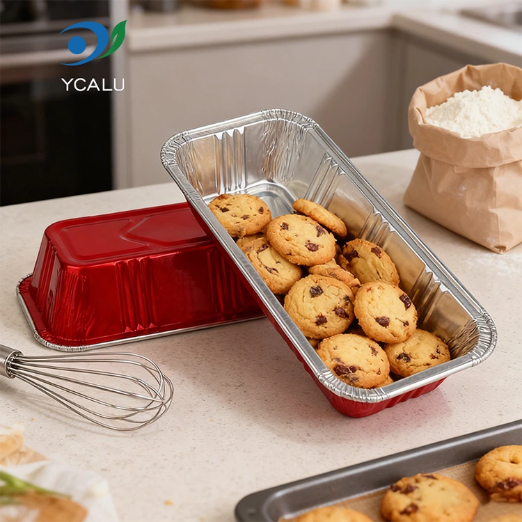 Rectangular Red Bakery Catering Silver Aluminum Foil Container