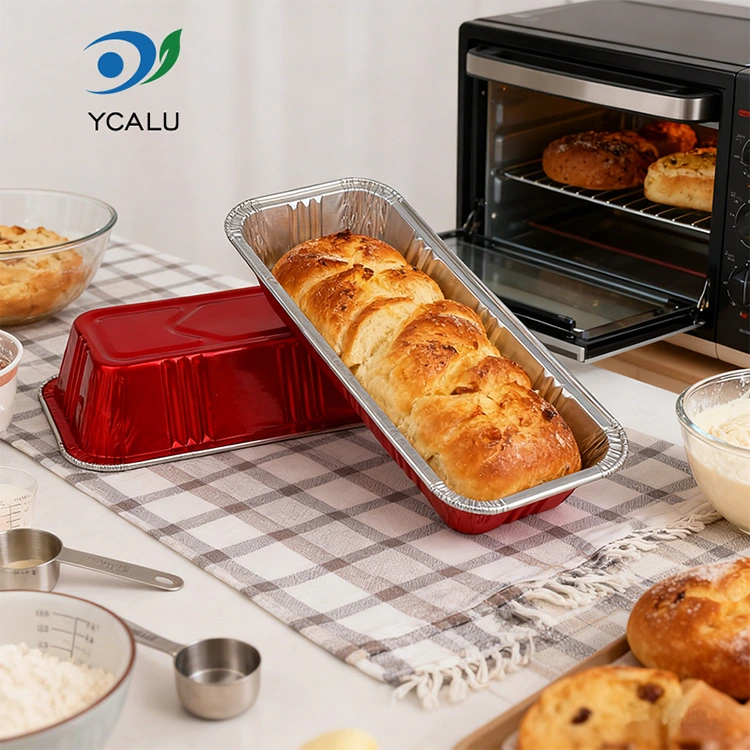 Rectangular Red Bakery Catering Silver Aluminum Foil Container