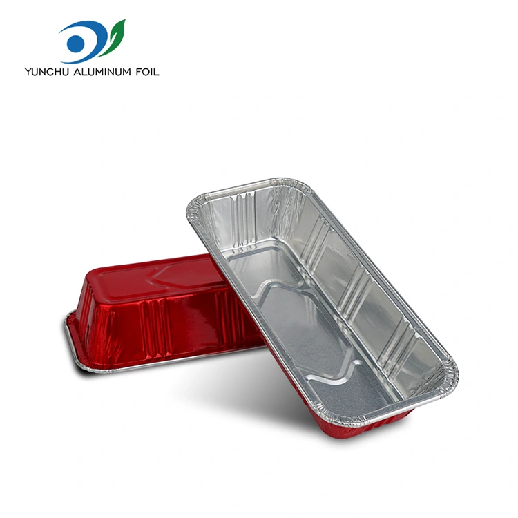 Rectangular Red Bakery Catering Silver Aluminum Foil Container Rectangular Red Bakery Catering Silver Aluminum Foil Container
