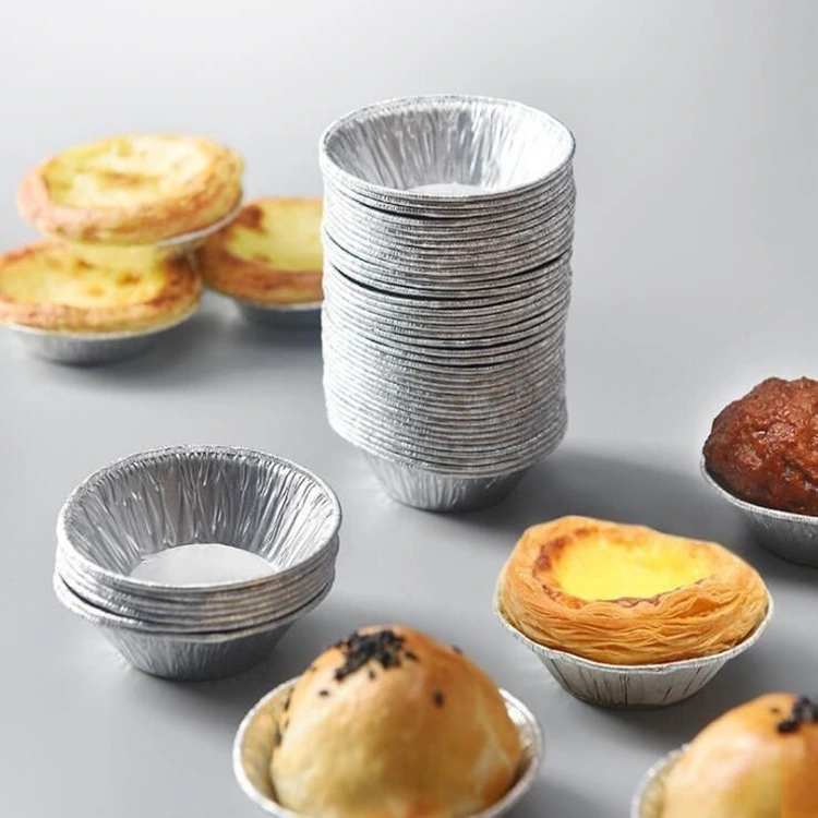 Round egg tart para sa meryenda pilak na aluminyo foil container