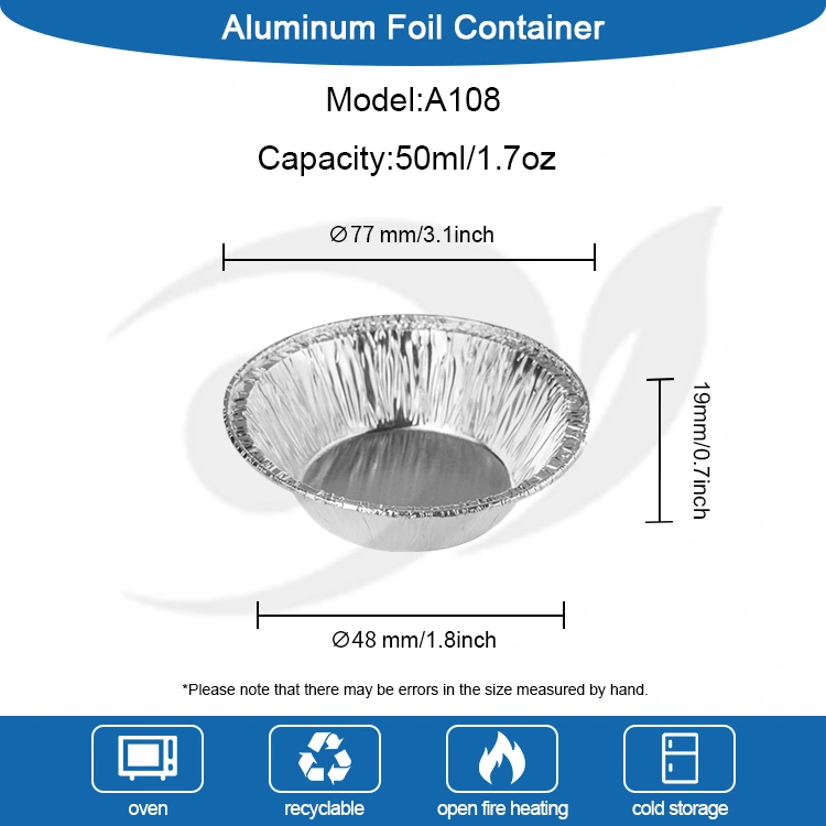 Round egg tart para sa meryenda pilak na aluminyo foil container