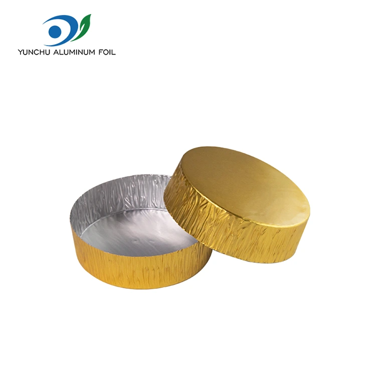 Bilog maliit na baking pilak na aluminyo foil na lalagyan ng pagkain