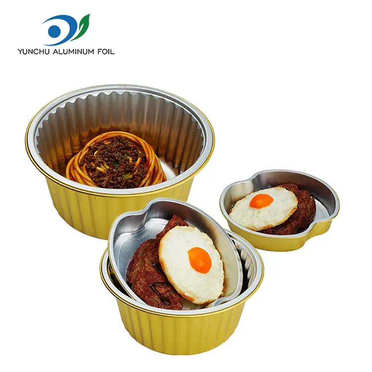 Takeaway Dining Golden Round Aluminum Foil Container