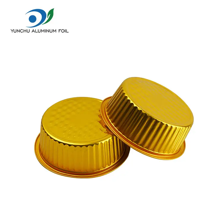 Takeaway maliit na mainit na palayok ginintuang bilog na mga lalagyan ng foil ng aluminyo